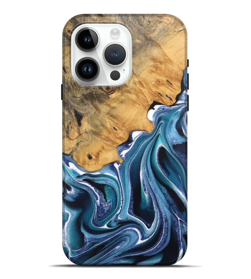 iPhone 15 Pro Max Wood Live Edge Phone Case - Kinley (Blue, 744377)