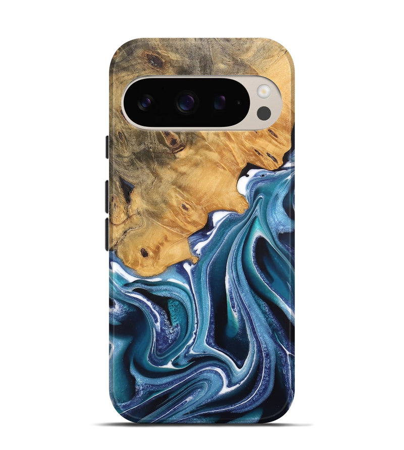 Pixel 9 Wood Live Edge Phone Case - Kinley (Blue, 744377)