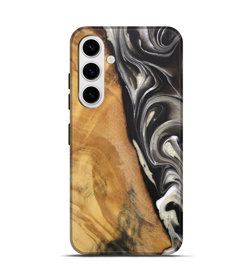 Galaxy S25 Wood Live Edge Phone Case - Jester (Black & White, 744378)