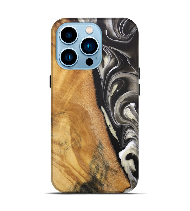 iPhone 14 Pro Wood Live Edge Phone Case - Jester (Black & White, 744378)