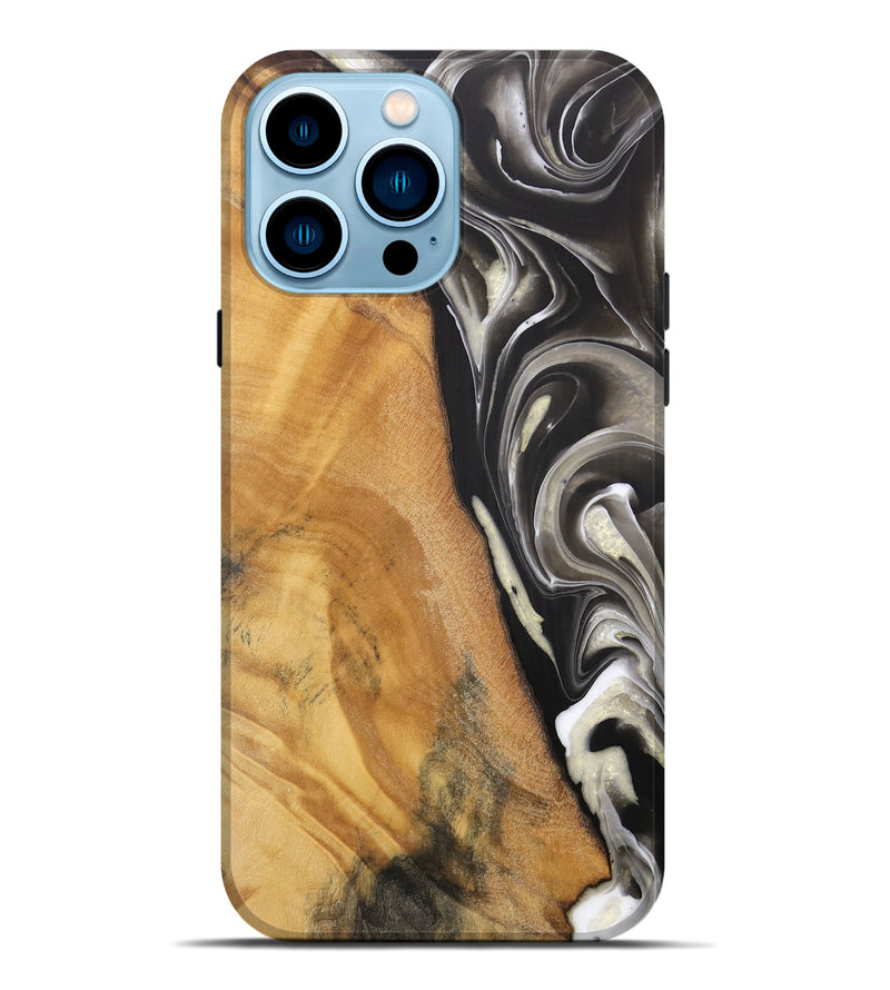 iPhone 14 Pro Max Wood Live Edge Phone Case - Jester (Black & White, 744378)