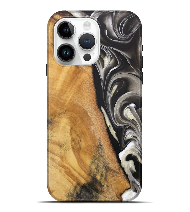 iPhone 15 Pro Max Wood Live Edge Phone Case - Jester (Black & White, 744378)