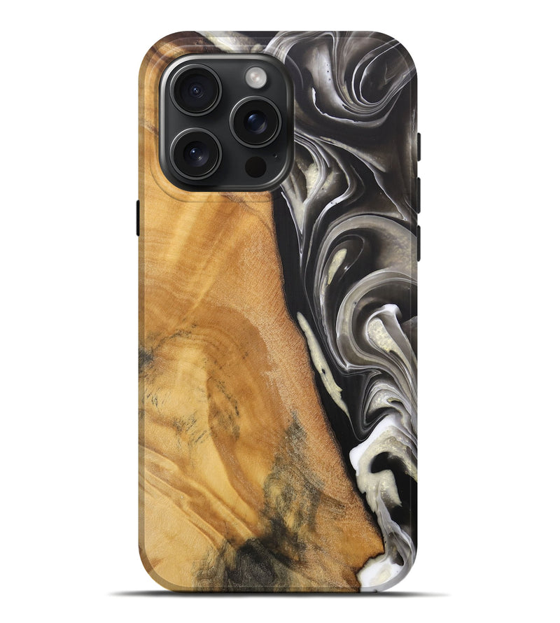 iPhone 16 Pro Max Wood Live Edge Phone Case - Jester (Black & White, 744378)