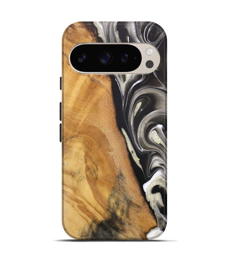 Pixel 9 Wood Live Edge Phone Case - Jester (Black & White, 744378)