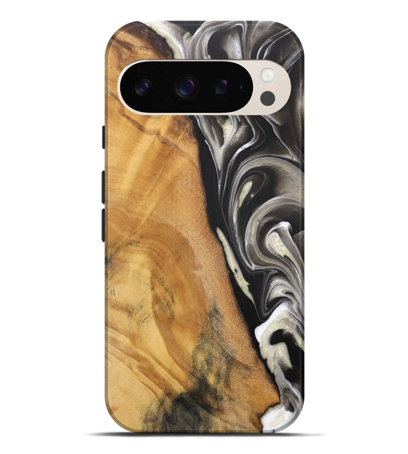 Pixel 9 Pro XL Wood Live Edge Phone Case - Jester (Black & White, 744378)