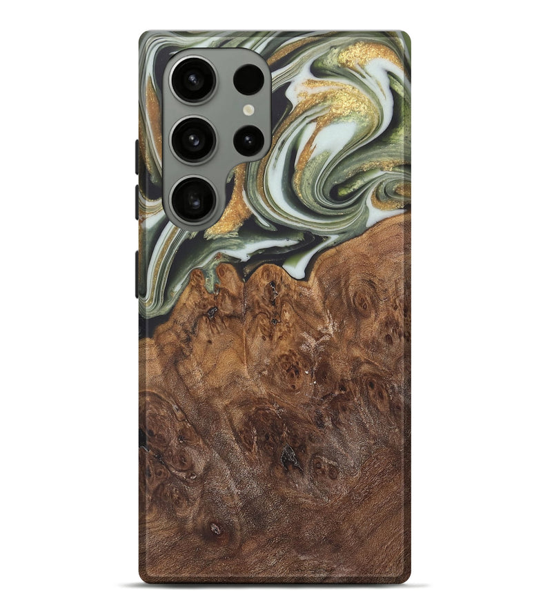 Galaxy S23 Ultra Wood Live Edge Phone Case - Malcom (Teal & Gold, 744381)