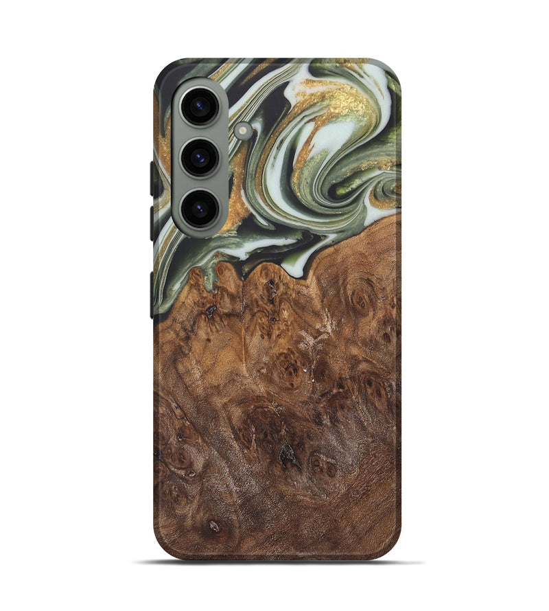 Galaxy S24 Wood Live Edge Phone Case - Malcom (Teal & Gold, 744381)