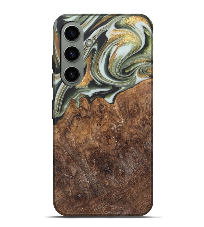 Galaxy S24 Plus Wood Live Edge Phone Case - Malcom (Teal & Gold, 744381)