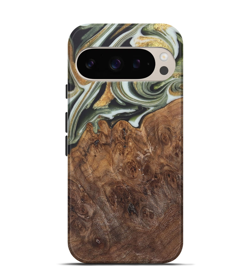 Pixel 9 Wood Live Edge Phone Case - Malcom (Teal & Gold, 744381)