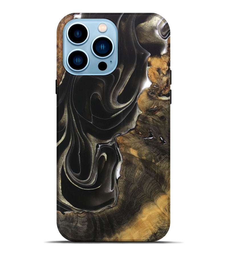 iPhone 14 Pro Max Wood Live Edge Phone Case - Destin (Black & White, 744382)