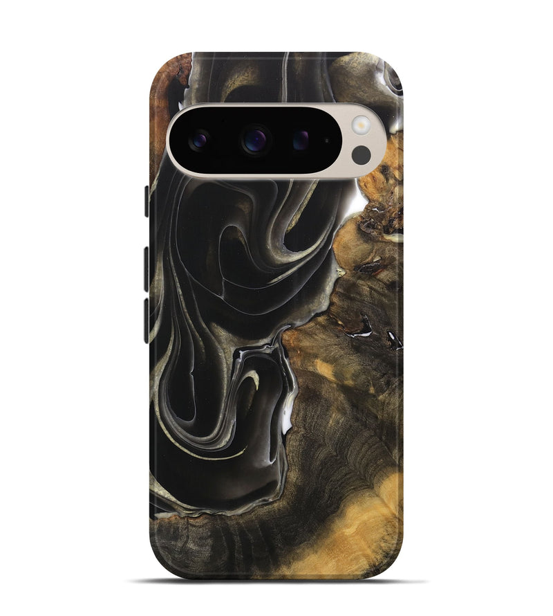 Pixel 9 Pro Wood Live Edge Phone Case - Destin (Black & White, 744382)