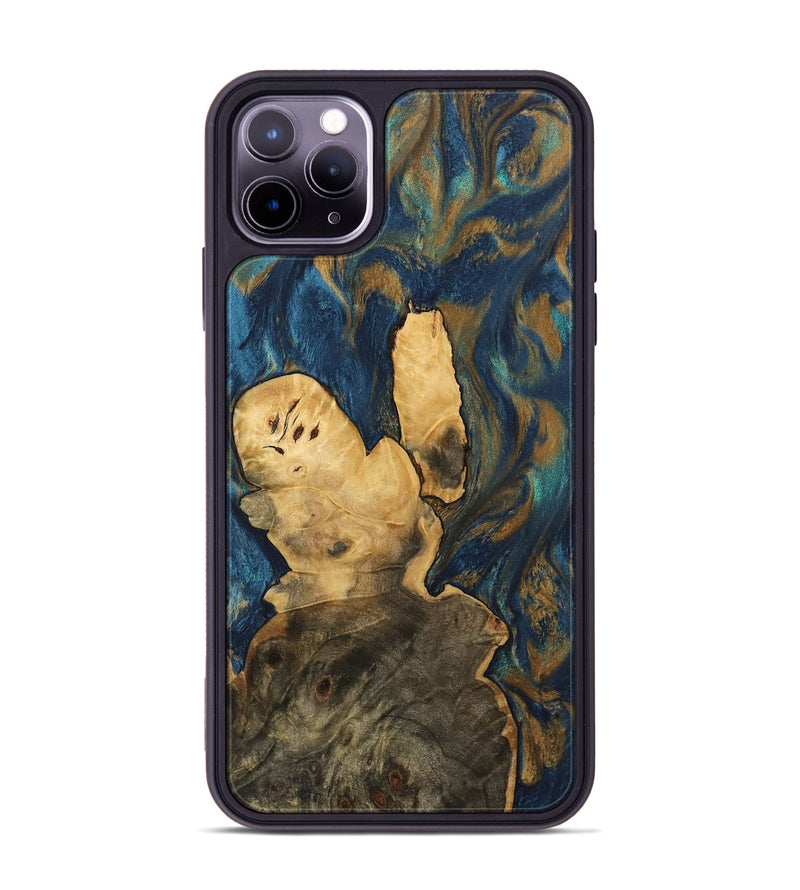 iPhone 11 Pro Max Wood Phone Case - Beverly (Teal & Gold, 744391)