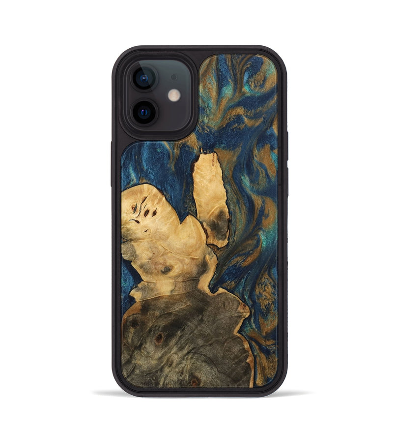 iPhone 12 Wood Phone Case - Beverly (Teal & Gold, 744391)