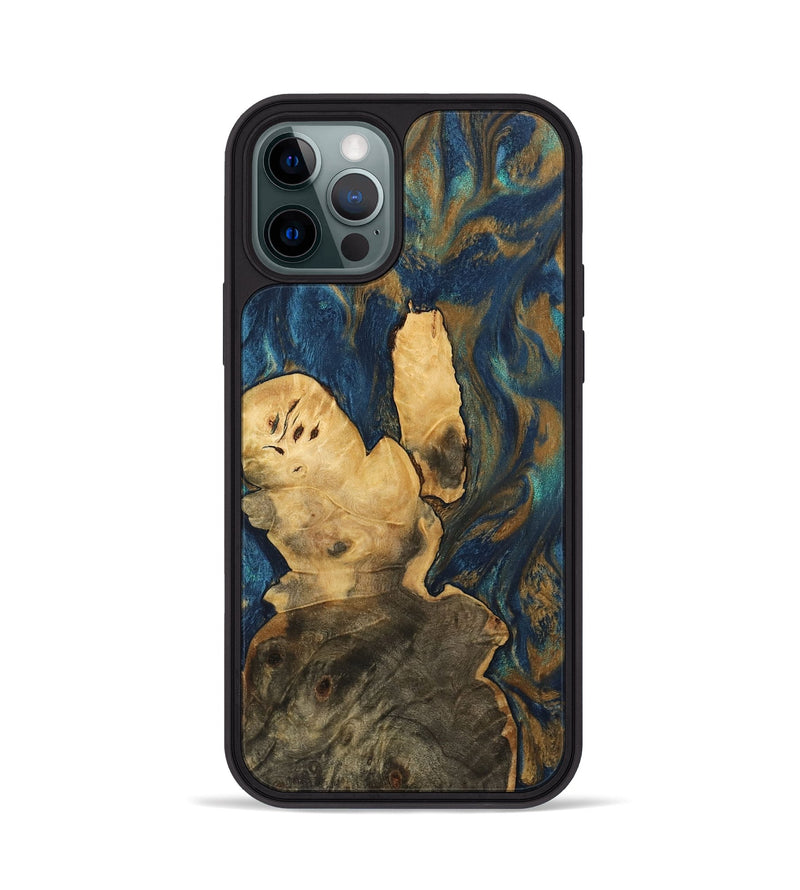 iPhone 12 Pro Wood Phone Case - Beverly (Teal & Gold, 744391)