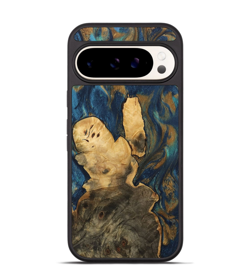 Pixel 9 Wood Phone Case - Beverly (Teal & Gold, 744391)