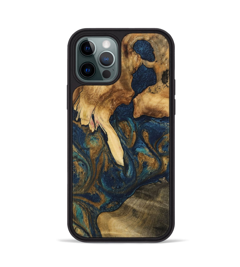 iPhone 12 Pro Wood Phone Case - Rocco (Teal & Gold, 744392)