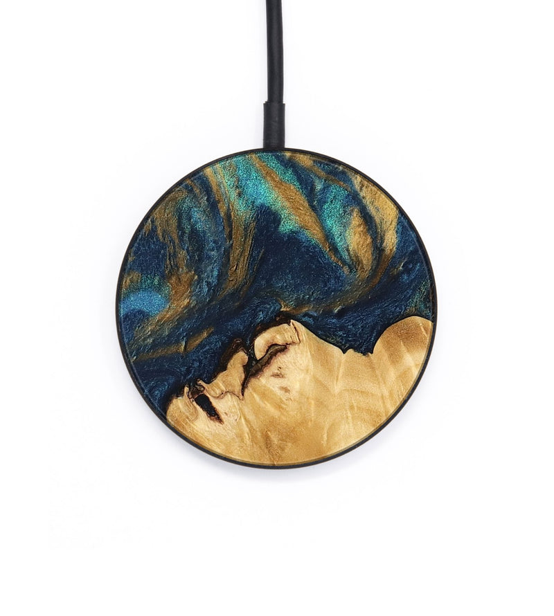 Circle Wood Wireless Charger - Teca (Teal & Gold, 744393)