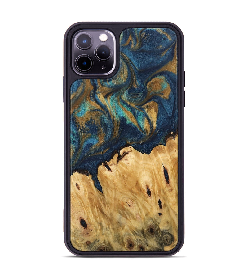 iPhone 11 Pro Max Wood Phone Case - Teca (Teal & Gold, 744393)