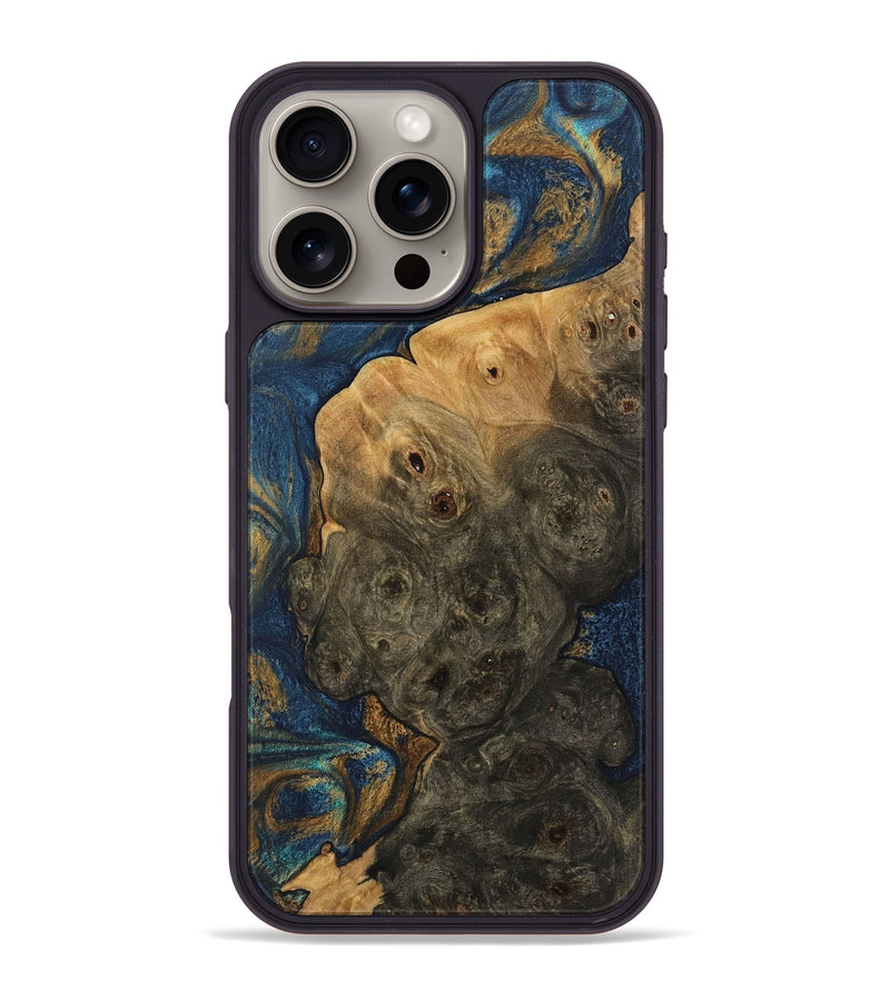 iPhone 16 Pro Max Wood Phone Case - Lyle (Teal & Gold, 744394)