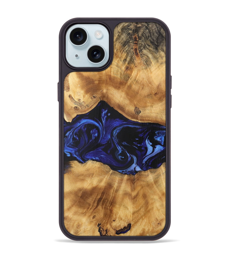 iPhone 15 Plus Wood Phone Case - Taiwana (Blue, 744417)