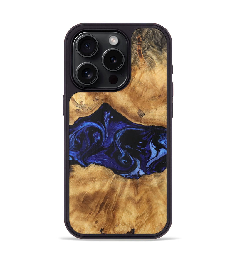 iPhone 15 Pro Wood Phone Case - Taiwana (Blue, 744417)