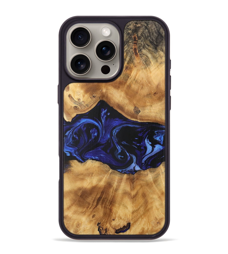 iPhone 16 Pro Max Wood Phone Case - Taiwana (Blue, 744417)