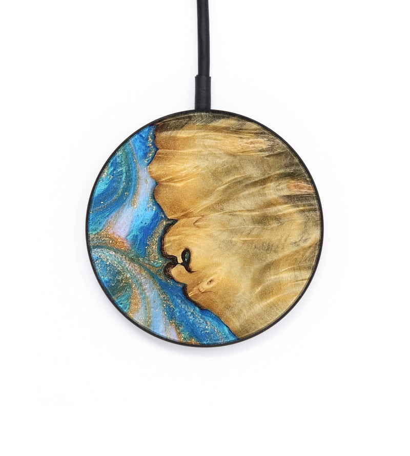 Circle Wood Wireless Charger - Enis (Teal & Gold, 744424)