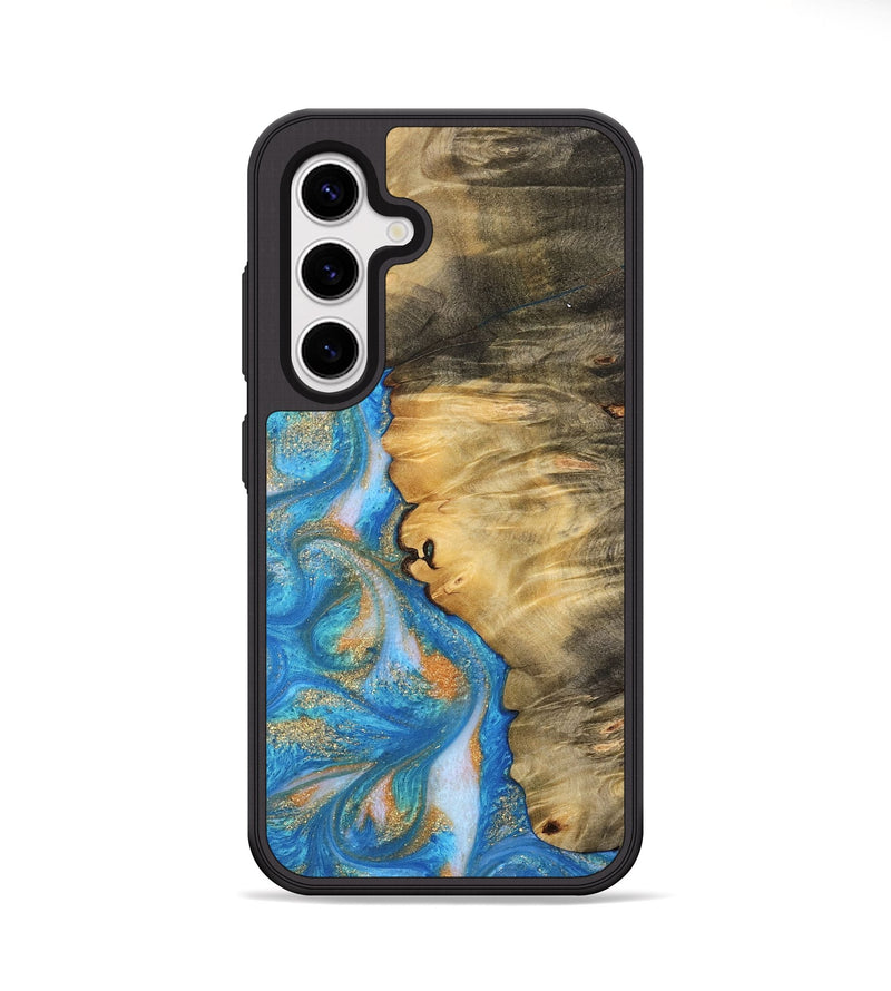 Galaxy S25 Plus Wood Phone Case - Enis (Teal & Gold, 744424)