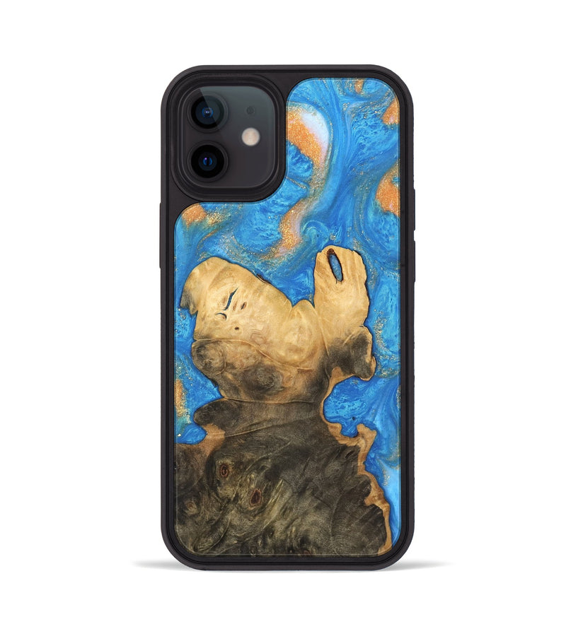 iPhone 12 Wood Phone Case - Daniela (Teal & Gold, 744434)