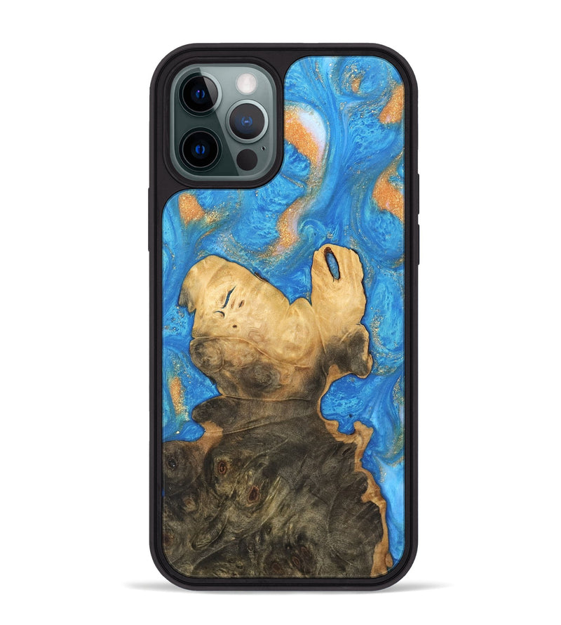 iPhone 12 Pro Max Wood Phone Case - Daniela (Teal & Gold, 744434)