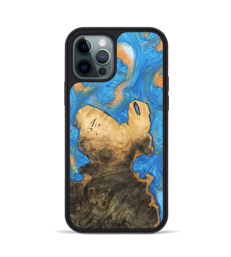 iPhone 12 Pro Wood Phone Case - Daniela (Teal & Gold, 744434)