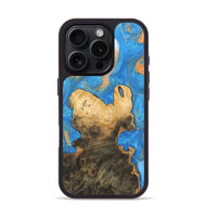 iPhone 16 Pro Wood Phone Case - Daniela (Teal & Gold, 744434)