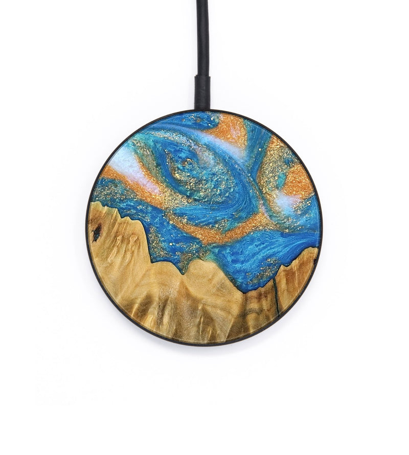 Circle Wood Wireless Charger - Glori (Teal & Gold, 744459)