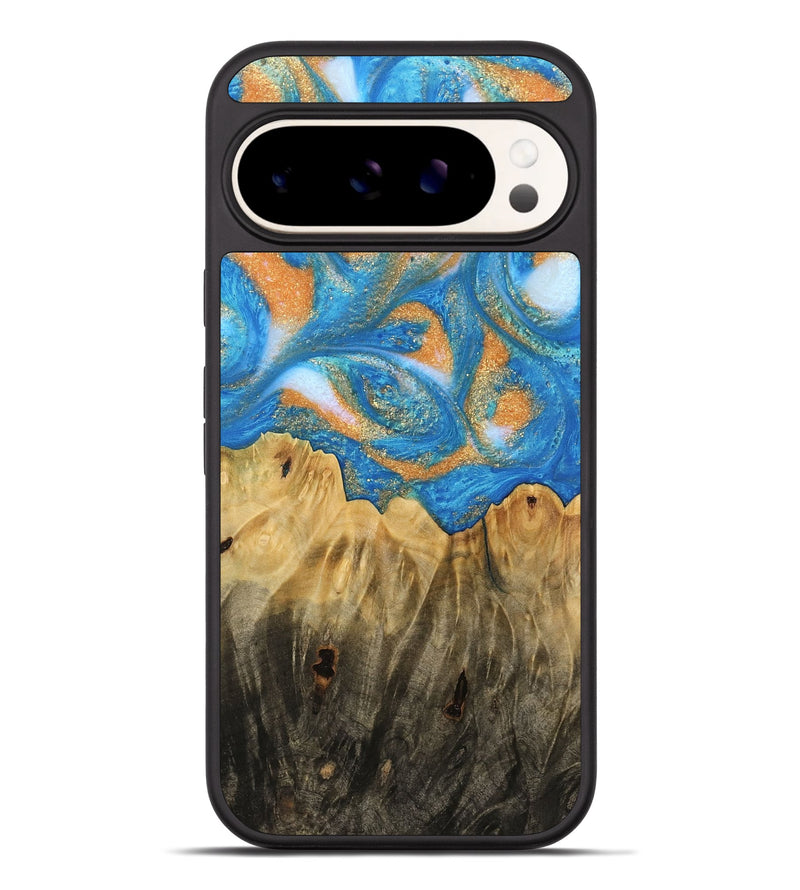 Pixel 9 Pro XL Wood Phone Case - Glori (Teal & Gold, 744459)