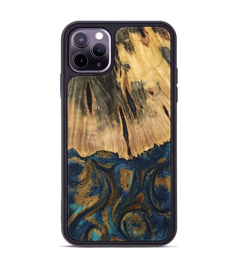 iPhone 11 Pro Max Wood Phone Case - Trinity (Teal & Gold, 744468)