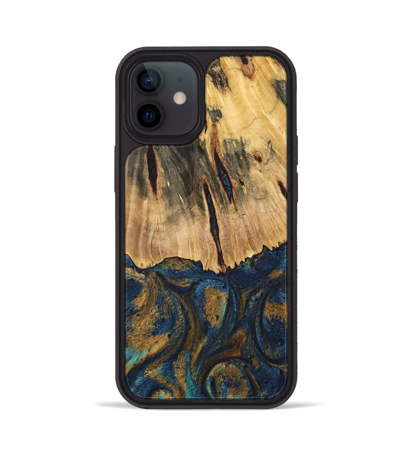 iPhone 12 Wood Phone Case - Trinity (Teal & Gold, 744468)