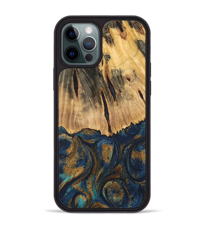 iPhone 12 Pro Max Wood Phone Case - Trinity (Teal & Gold, 744468)