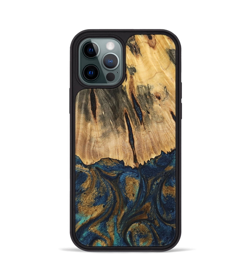 iPhone 12 Pro Wood Phone Case - Trinity (Teal & Gold, 744468)