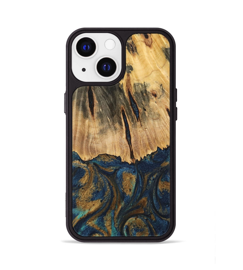 iPhone 13 Wood Phone Case - Trinity (Teal & Gold, 744468)