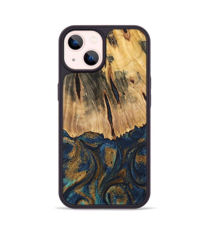 iPhone 14 Wood Phone Case - Trinity (Teal & Gold, 744468)