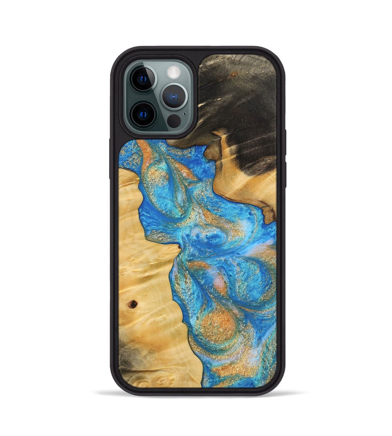 iPhone 12 Pro Wood Phone Case - Carson (Teal & Gold, 744520)