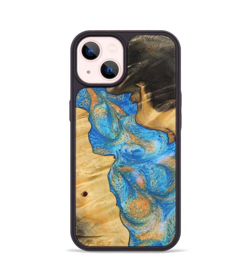 iPhone 14 Wood Phone Case - Carson (Teal & Gold, 744520)