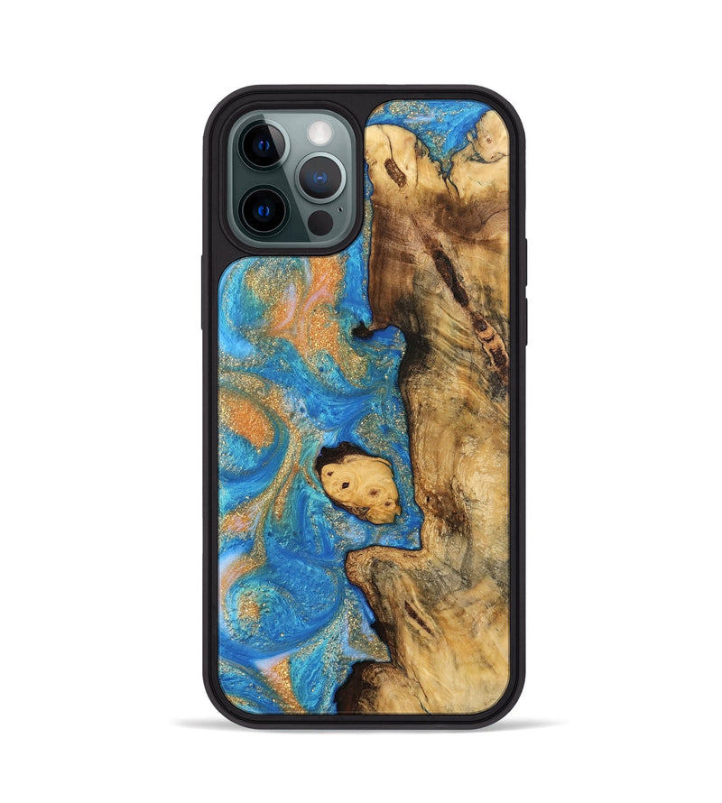 iPhone 12 Pro Wood Phone Case - Bonny (Teal & Gold, 744521)