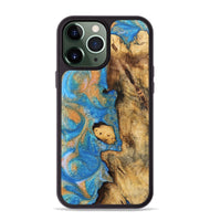 iPhone 13 Pro Max Wood Phone Case - Bonny (Teal & Gold, 744521)