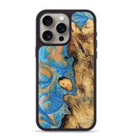 iPhone 15 Pro Max Wood Phone Case - Bonny (Teal & Gold, 744521)