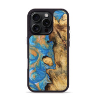 iPhone 16 Pro Wood Phone Case - Bonny (Teal & Gold, 744521)