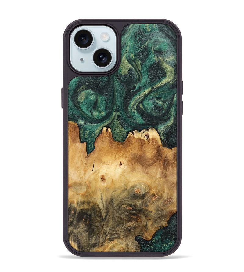 iPhone 15 Plus Wood Phone Case - Kacie (Green, 744527)