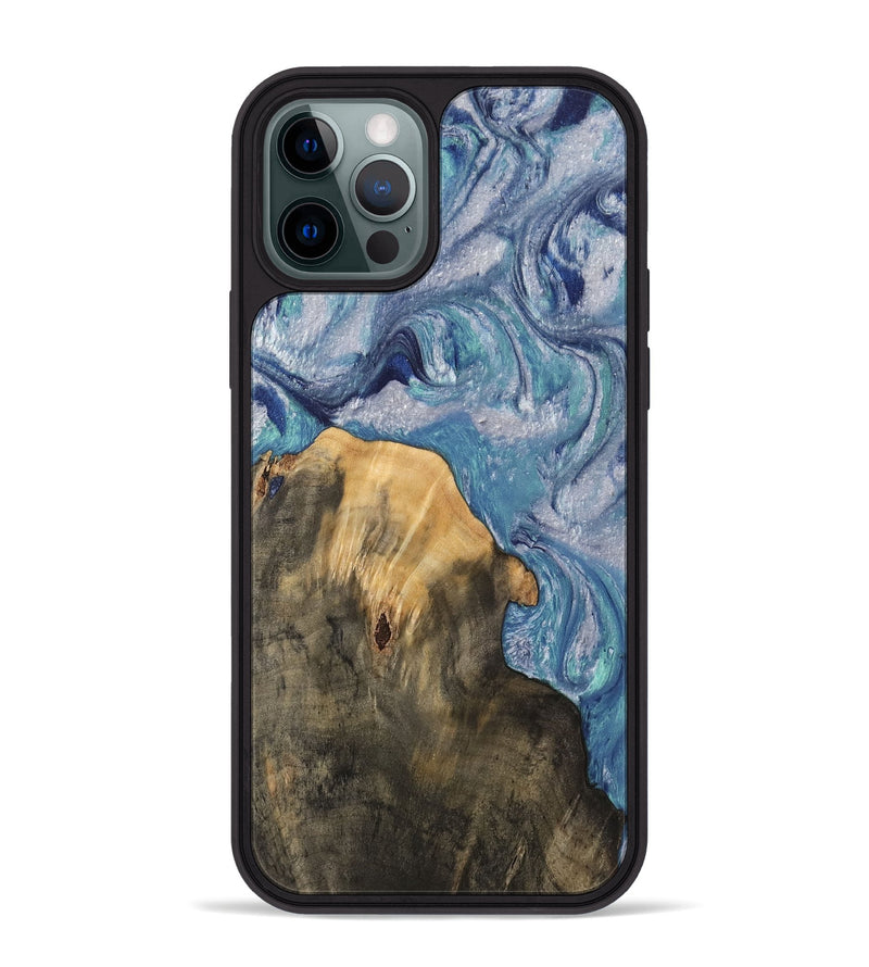 iPhone 12 Pro Max Wood Phone Case - Petrina (Blue, 744548)