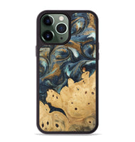 iPhone 13 Pro Max Wood Phone Case - Kathe (Teal & Gold, 744554)