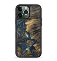 iPhone 13 Pro Max Wood Phone Case - Shawn (Teal & Gold, 744558)